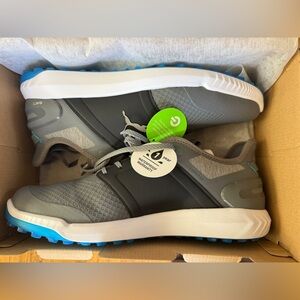 Puma Ignite Elevate Gray, Black and Blue Spikeless Golf Shoe